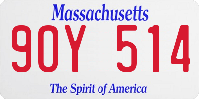 MA license plate 9OY514
