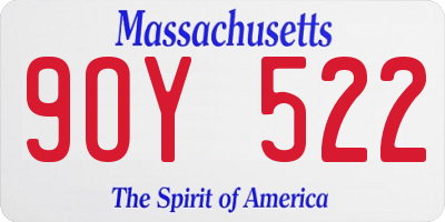 MA license plate 9OY522