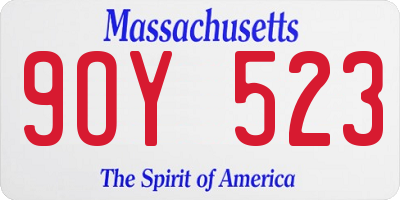 MA license plate 9OY523