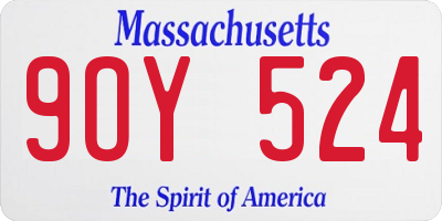 MA license plate 9OY524