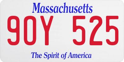 MA license plate 9OY525