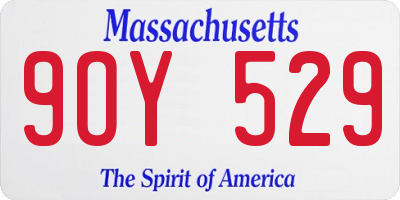 MA license plate 9OY529
