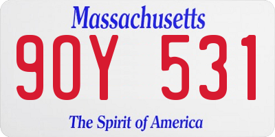MA license plate 9OY531