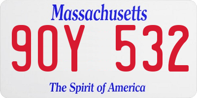 MA license plate 9OY532