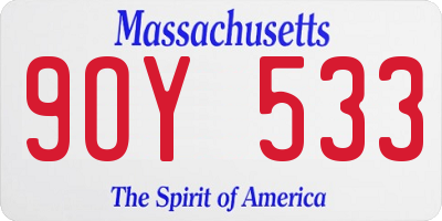 MA license plate 9OY533