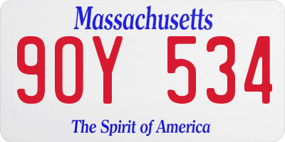 MA license plate 9OY534