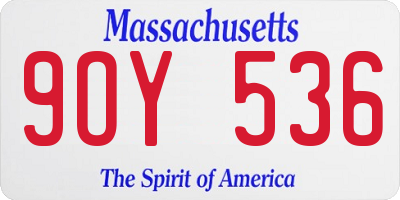 MA license plate 9OY536