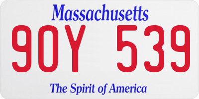 MA license plate 9OY539