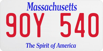 MA license plate 9OY540