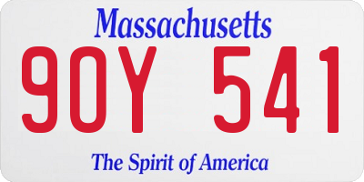 MA license plate 9OY541