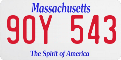 MA license plate 9OY543