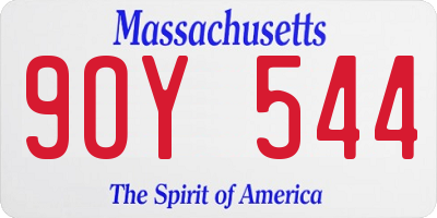 MA license plate 9OY544