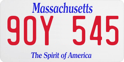 MA license plate 9OY545