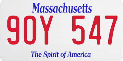 MA license plate 9OY547