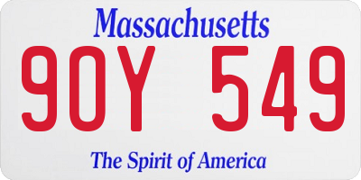 MA license plate 9OY549