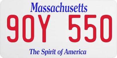 MA license plate 9OY550