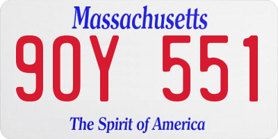 MA license plate 9OY551