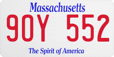 MA license plate 9OY552