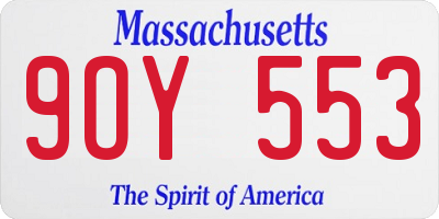 MA license plate 9OY553
