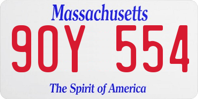 MA license plate 9OY554
