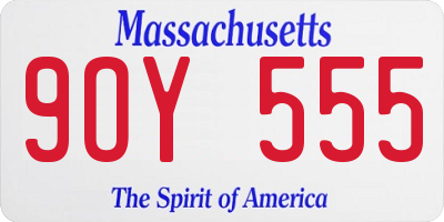 MA license plate 9OY555