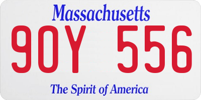 MA license plate 9OY556
