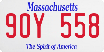 MA license plate 9OY558