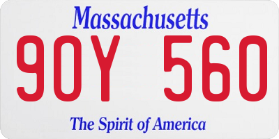 MA license plate 9OY560
