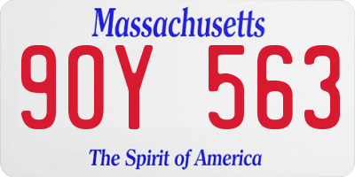 MA license plate 9OY563
