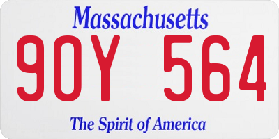 MA license plate 9OY564
