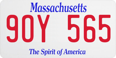 MA license plate 9OY565