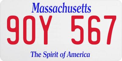 MA license plate 9OY567