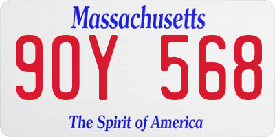 MA license plate 9OY568