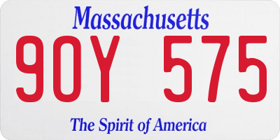 MA license plate 9OY575