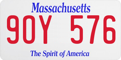 MA license plate 9OY576