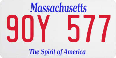 MA license plate 9OY577