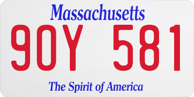 MA license plate 9OY581