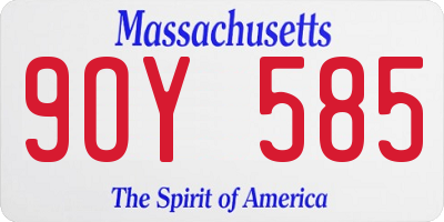 MA license plate 9OY585