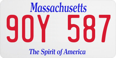 MA license plate 9OY587