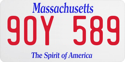 MA license plate 9OY589