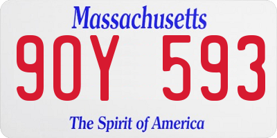 MA license plate 9OY593