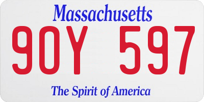 MA license plate 9OY597