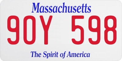 MA license plate 9OY598