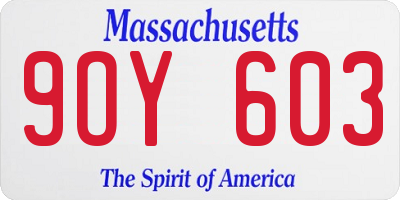 MA license plate 9OY603