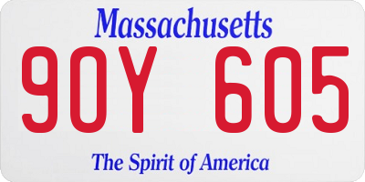 MA license plate 9OY605
