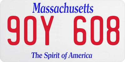 MA license plate 9OY608