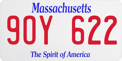 MA license plate 9OY622