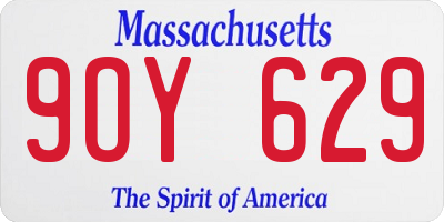 MA license plate 9OY629