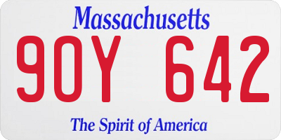 MA license plate 9OY642
