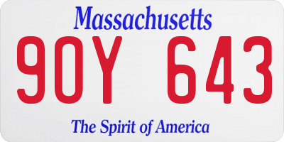 MA license plate 9OY643